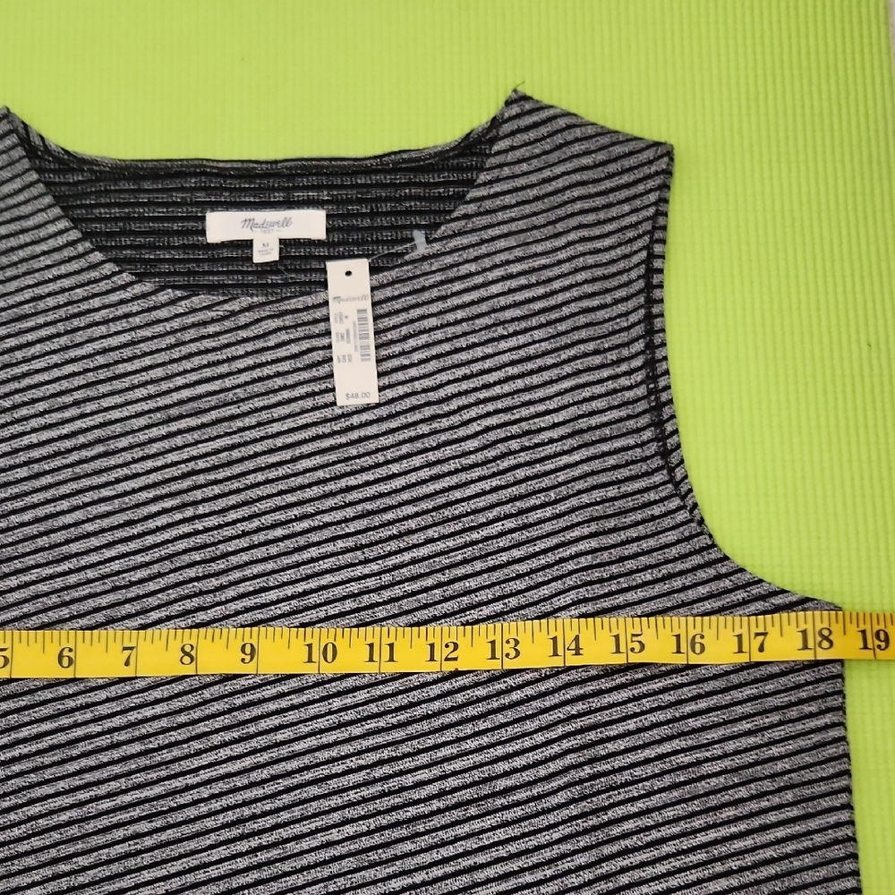NWT Madewell Black and Gray Striped Sleeveless Crossover Tank Top Size Medium - Picture 5 of 7
